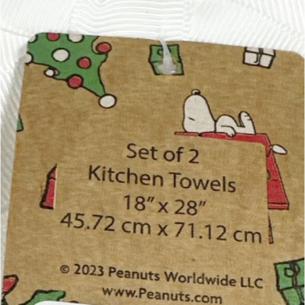 NEW Rae Dunn/Peanuts Snoopy SHINE BRIGHT Kitchen Towel Set/2